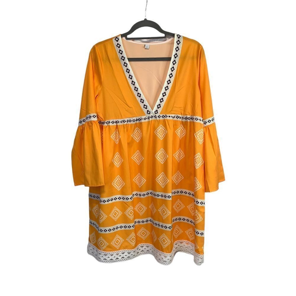 Yellow Crotchet Trimmed Bathing suit coverup